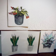 観葉植物の貼り絵